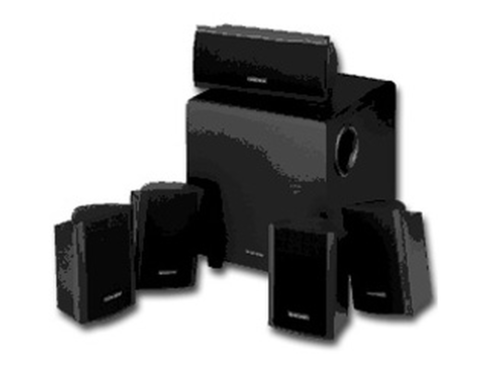 AVS 10 - Black - 5.1 Home Theater Speaker System (4 Satellites, 1 Center, and a Powered Subwoofer) Sold through Gateway with their computers. - Hero